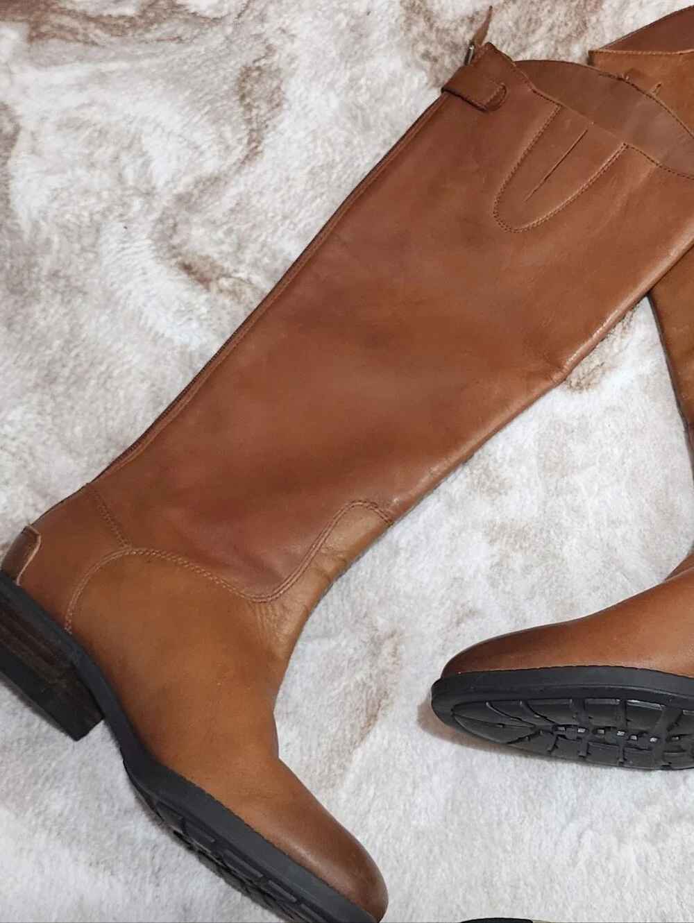 Sam Edelman Women's Knee-High Leather Riding Boots — Tan